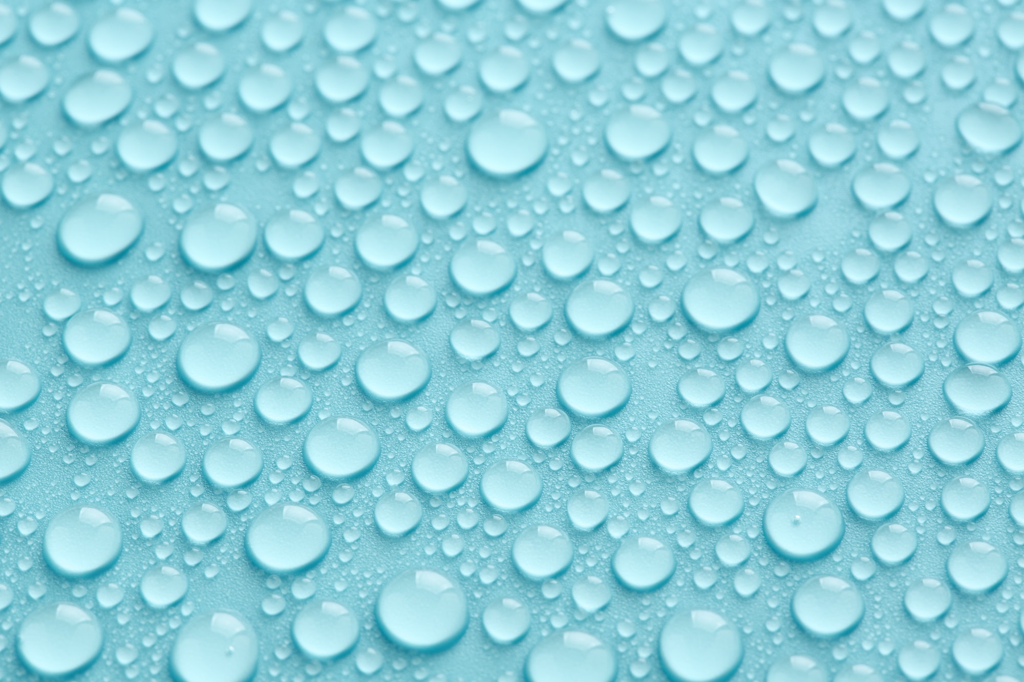 Pure Water Drops Texture, Turquoise Droplets Background.